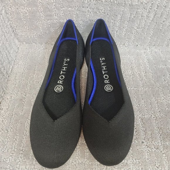 ROTHY’S Women's Size 8.5, 10.5 Black Solid Classic Round Toe Slip On Flat - Picture 4 of 12